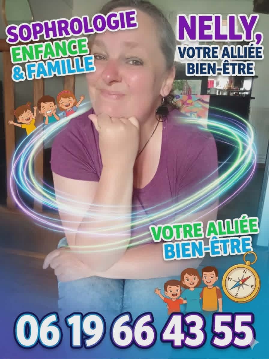 Je suis Nelly Sophrologue, j'accompagne les familles pour retrouver la sérénité à la maison. Je suis là pour vous, votre enfant ou votre adolescent.